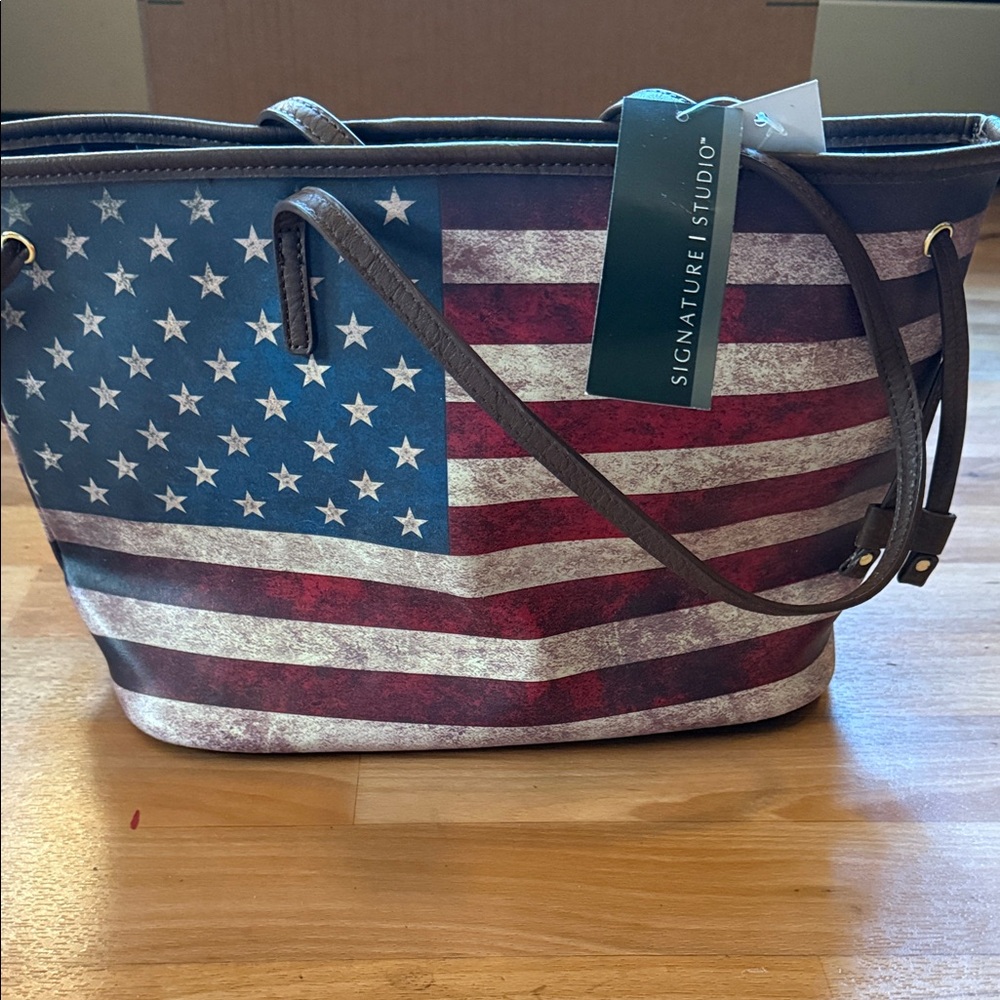 Signature Studio Patriotic Flag Tote Bag in a Bag Stars and Stripes
